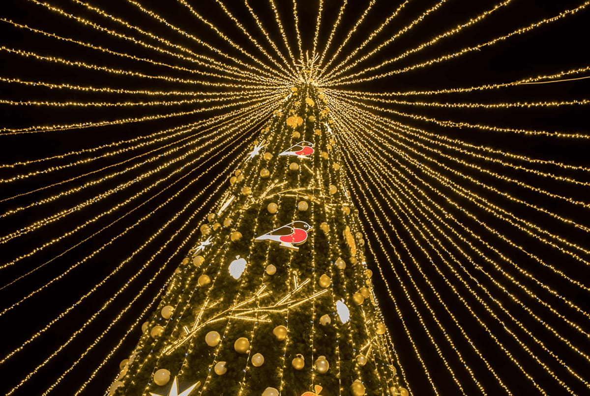 Ёлка на парковке ТЦ «Мега»