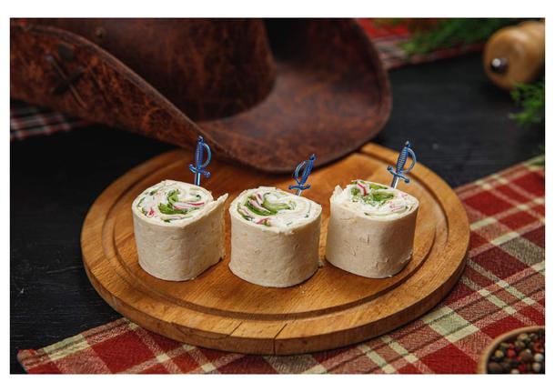 Тортилья пшеничная с крабовым мясом, мягким сыром и салатом-микс 12 шт. Тортилья пшеничная с крабовым мясом, мягким сыром и салатом-микс 12 шт.