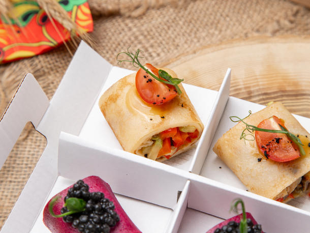 Мини - ролл блинный "Овощи гриль" Мини - ролл блинный "Овощи гриль"