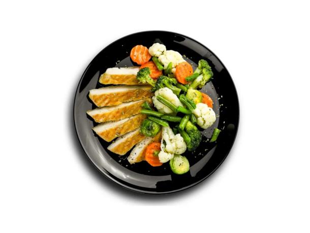 Овощи на пару с курицей