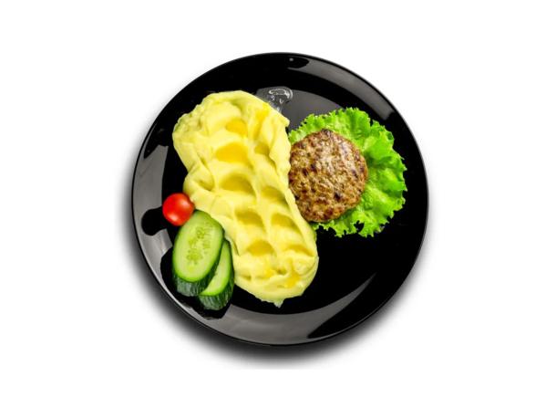 Картофельное пюре с котлеткой Картофельное пюре с котлеткой