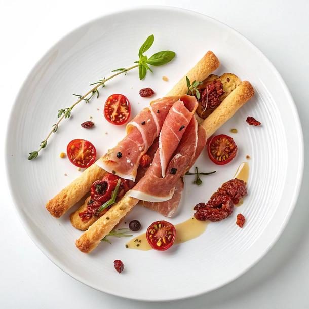 Гриссини с Пармой и вялеными томатами