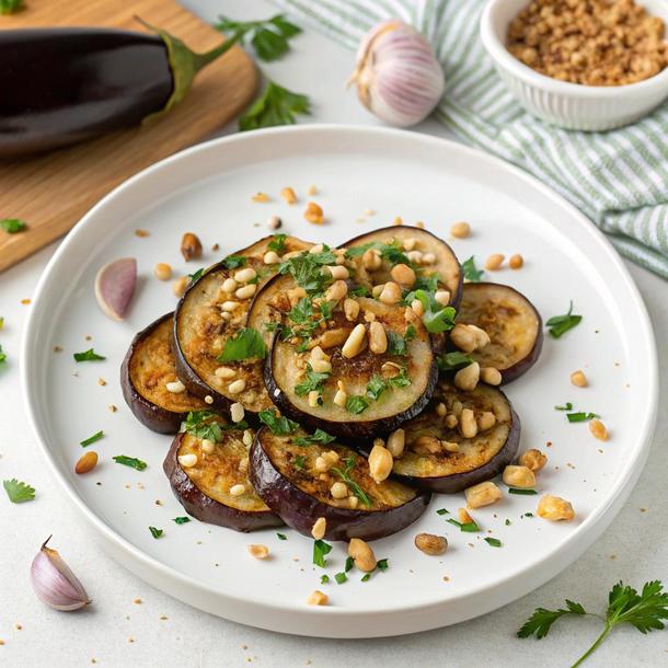 Баклажаны по -грузински с орехами и чесноком Баклажаны по -грузински с орехами и чесноком