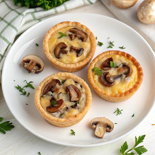 Горячие тарталетки с грибами и сыром