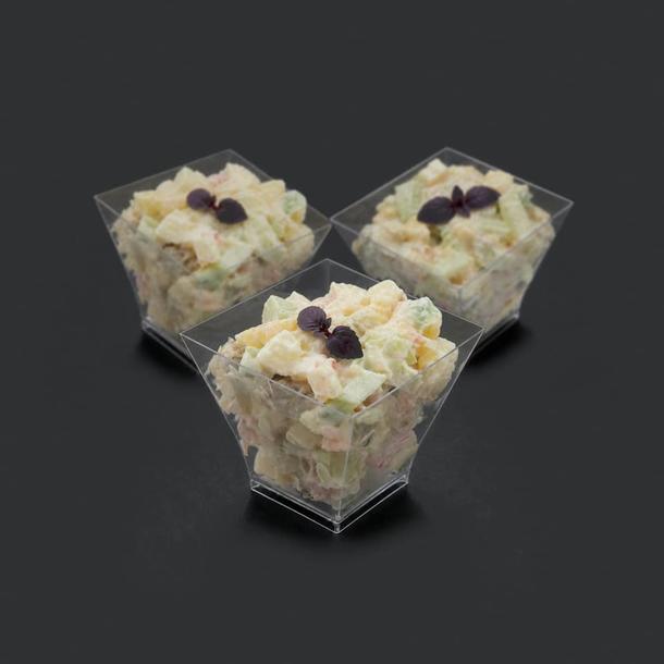 Оливье с курицей в шоте