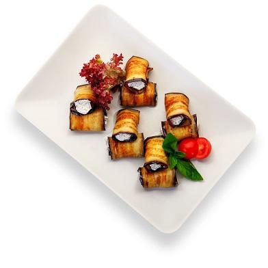 Баклажаны с сырным муссом и грецким орехом Баклажаны с сырным муссом и грецким орехом