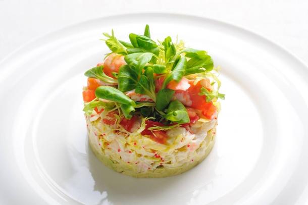 Оливье с мясом краба