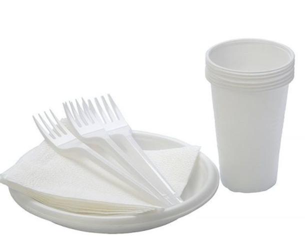 Набор бумажной одноразовой посуды хорошего качества на 10 чел