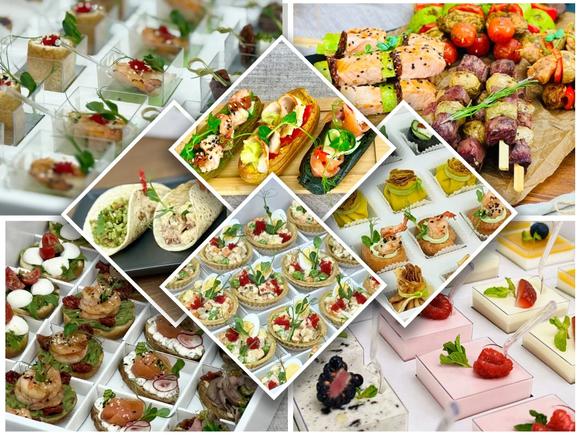 Роскошное фуршетное меню с горячими закусками и десертами на 20 персон в Москве