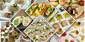 Роскошное фуршетное меню с горячими закусками и десертами на 18-20 персон