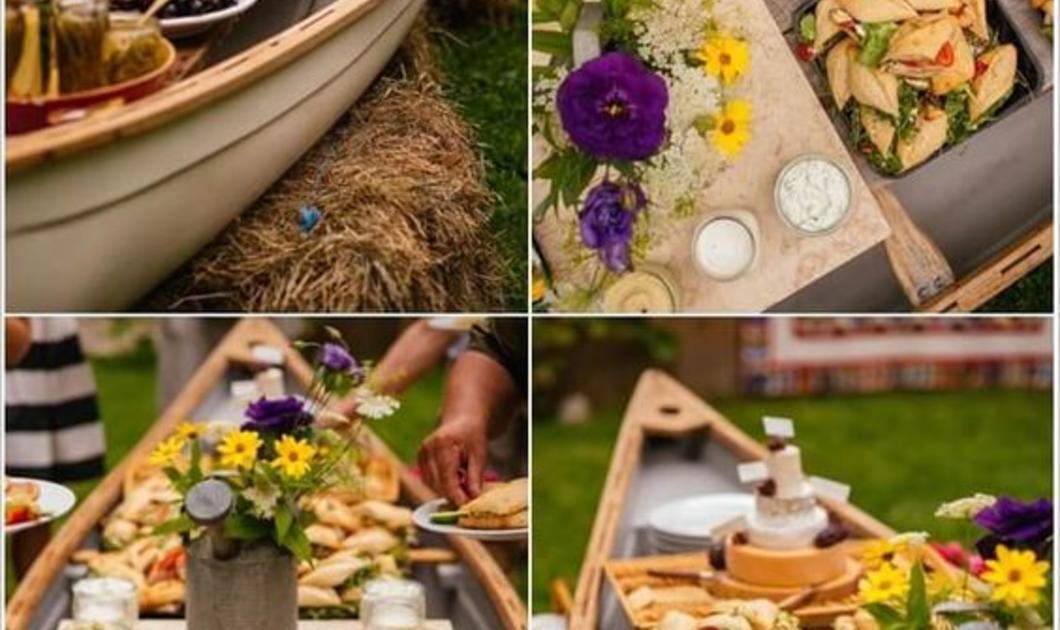 Эко фуршетная станция дерево&сено Luxury Кейтеринг
